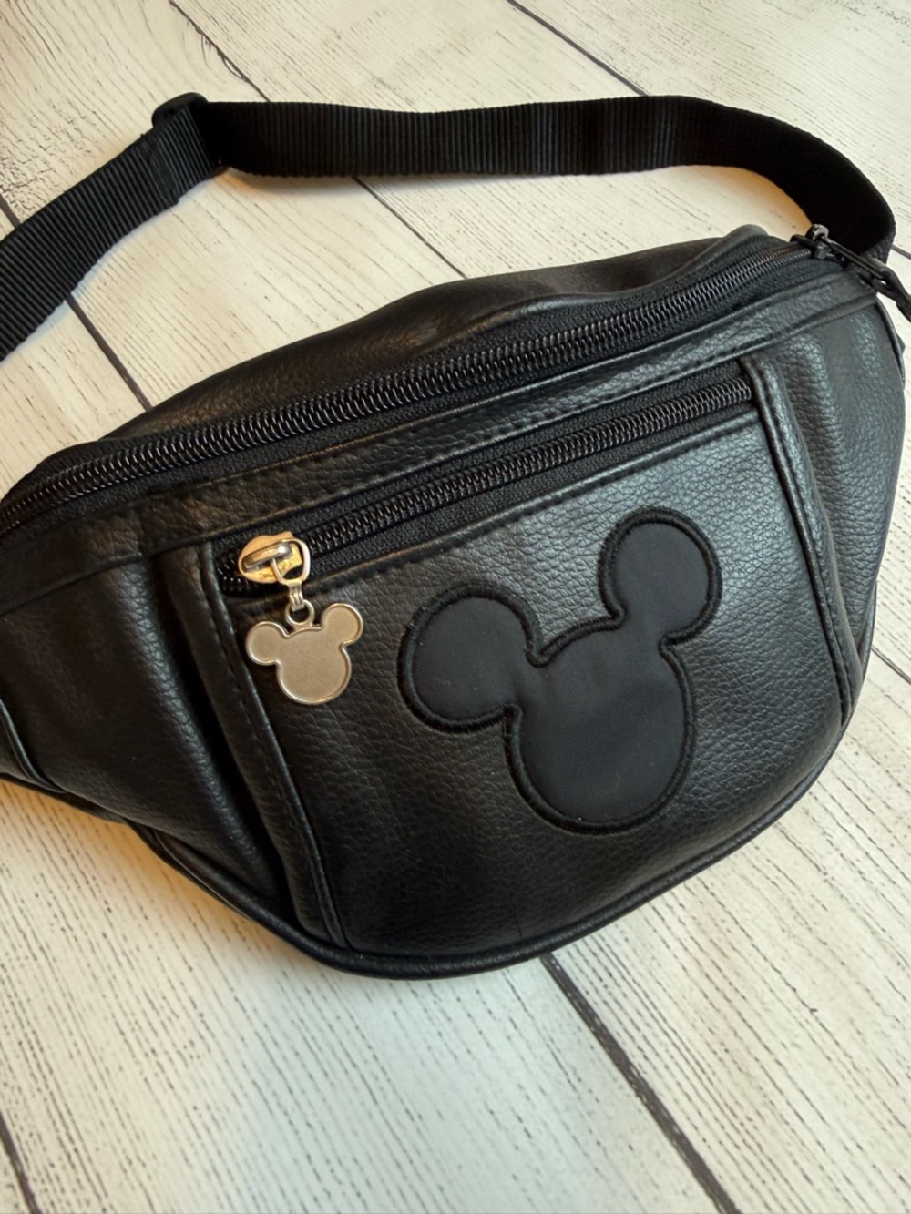 Disney Black Mickey Silhouette Belt Bag Fanny Pack Vintage EUC